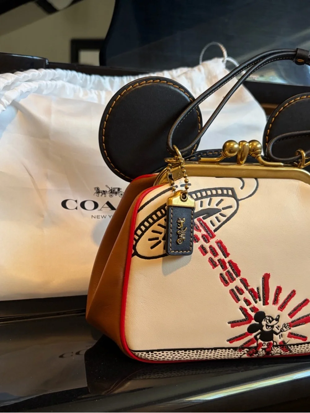 Exclusive Coach Disney Mickey Mouse X Keith Haring Kisslock Bag style # 4790 - Picture 6 of 10